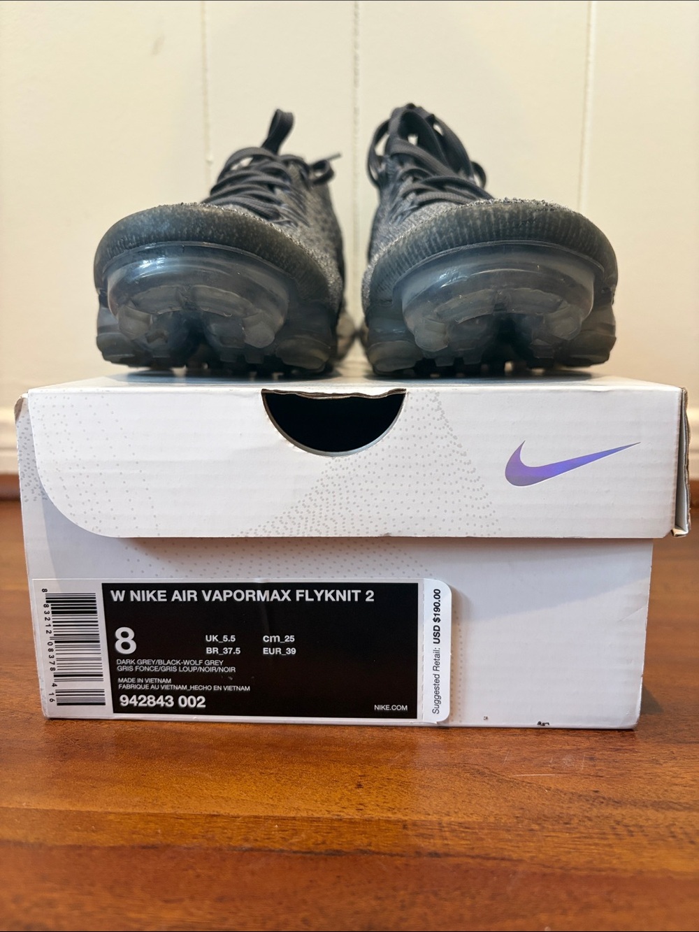 Nike VaporMax Flyknit Sneaker — Dark Gray/Black - Picture 5 of 8